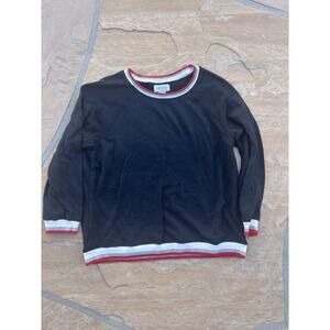 Velvet by Graham & Spencer Crewneck Black Sweatshirt with Stripe Banding M